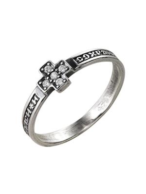 Кольцо серебро 925 пробы, покрытие - оксидирование, вставка - фианит (недрагоценный камень)