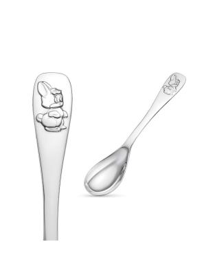 Ложка чайная "зайчик" серебро 925 пробы, покрытие - оксидирование, без вставок