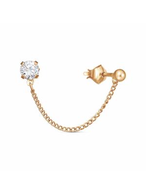 Серьга бижутерия, покрытие - золочение, вставка - фианит (недрагоценный камень)