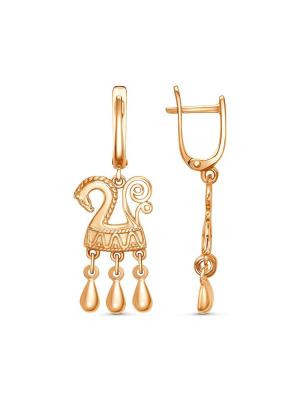 Серьги серебро 925 пробы, покрытие - золочение, без вставок