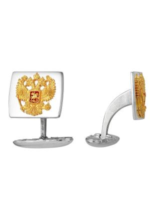 Запонки серебро 925 пробы, покрытие - оксидирование, выборочное золочение, отделка - эмаль, без вставок