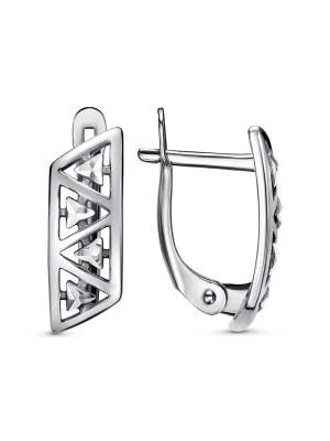 Серьги бижутерия, покрытие - серебрение с оксидированием, отделка - алмазная грань, без вставок