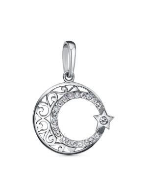 Подвеска бижутерия, покрытие - серебрение с оксидированием, вставка - стекло ювелирное preciosa