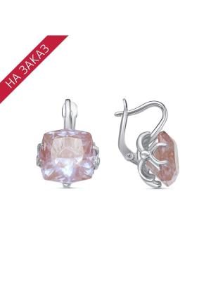 Серьги серебро 925 пробы, покрытие - родирование, вставка - ситалл собственной огранки