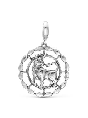 Подвеска "телец" серебро 925 пробы, покрытие - оксидирование, отделка - алмазная грань, без вставок