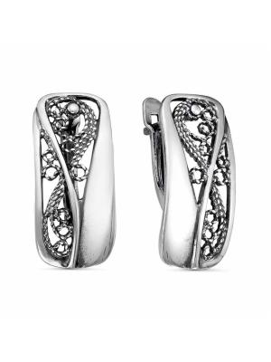 Серьги серебро 925 пробы, покрытие - оксидирование, без вставок