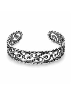 Браслет бижутерия, покрытие - серебрение с оксидированием, без вставок