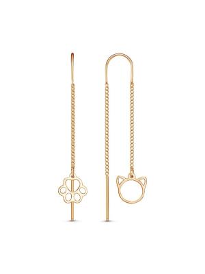 Серьги серебро 925 пробы, покрытие - золочение, без вставок