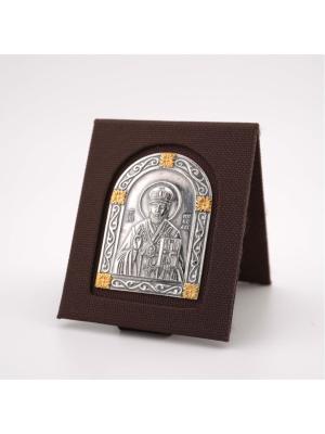 Икона "николай чудотворец" серебро 925 пробы, покрытие - оксидирование, выборочное золочение, без вставок