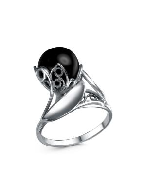 Кольцо бижутерия, покрытие - серебрение с оксидированием, вставка - имитация жемчуга