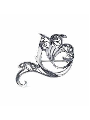 Брошь серебро 925 пробы, покрытие - оксидирование, без вставок