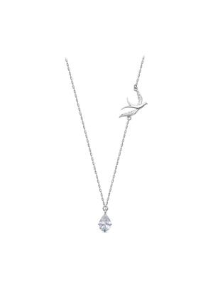 Колье серебро 925 пробы, покрытие - родирование, вставка - фианит (недрагоценный камень)