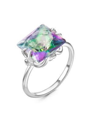 Кольцо бижутерия, покрытие - серебрение, вставка - стекло ювелирное