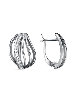 Серьги бижутерия, покрытие - серебрение с оксидированием, отделка - алмазная грань, без вставок