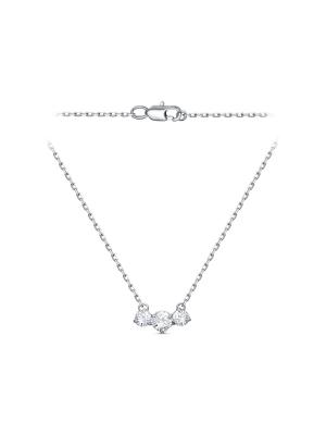 Колье серебро 925 пробы, покрытие - родирование, вставка - фианит (недрагоценный камень)