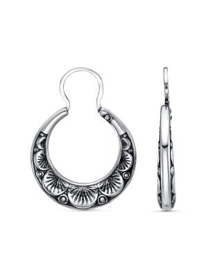 Серьги серебро 925 пробы, покрытие - оксидирование, без вставок