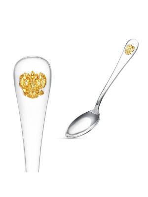 Ложка кофейная "герб" серебро 925 пробы, покрытие - выборочное золочение, без вставок