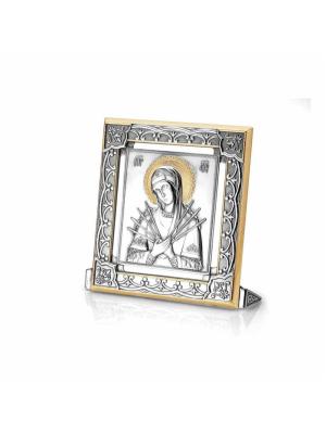 Икона "семистрельная" серебро 925 пробы, покрытие - оксидирование, выборочное золочение, без вставок