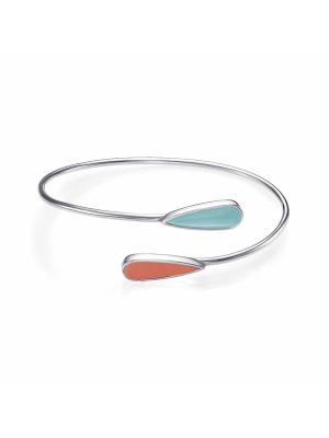 Браслет бижутерия, покрытие - платинирование, отделка - эмаль, без вставок