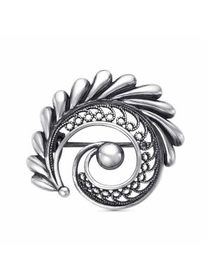 Брошь серебро 925 пробы, покрытие - оксидирование, без вставок