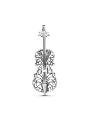 Брошь бижутерия, покрытие - серебрение с оксидированием, без вставок