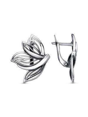 Серьги бижутерия, покрытие - серебрение с оксидированием, без вставок