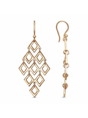 Серьги серебро 925 пробы, покрытие - золочение, без вставок