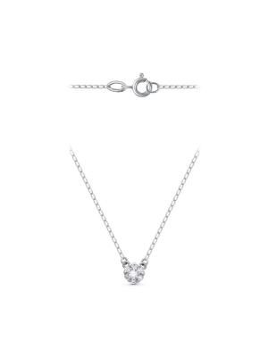 Колье серебро 925 пробы, покрытие - родирование, вставка - фианит (недрагоценный камень)