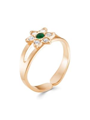 Кольцо бижутерия, покрытие - золочение, вставка - стекло ювелирное preciosa