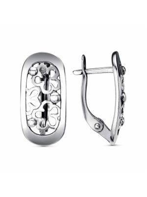 Серьги бижутерия, покрытие - серебрение с оксидированием, без вставок