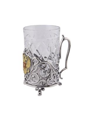 Подстаканник серебро 925 пробы, покрытие - оксидирование, выборочное золочение, отделка - эмаль, без вставок