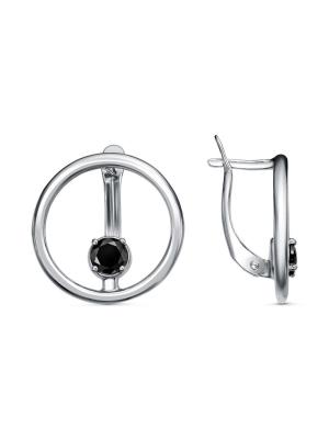 Серьги бижутерия, покрытие - серебрение с оксидированием, вставка - фианит (недрагоценный камень)