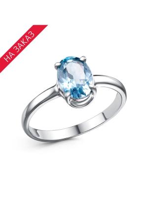 Кольцо серебро 925 пробы, покрытие - родирование, вставка - голубой топаз (полудрагоценный камень)