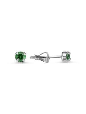 Серьги серебро 925 пробы, без покрытия, вставка - искусственная шпинель