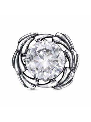 Брошь серебро 925 пробы, покрытие - оксидирование, вставка - фианит (недрагоценный камень)