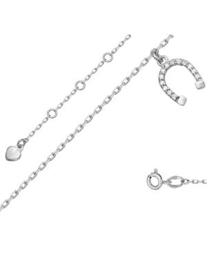 Браслет серебро 925 пробы, покрытие - родирование, вставка - фианит (недрагоценный камень)