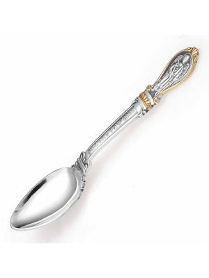 Ложка с ангелом "спаси и сохрани" серебро 925 пробы, покрытие - оксидирование, выборочное золочение, без вставок