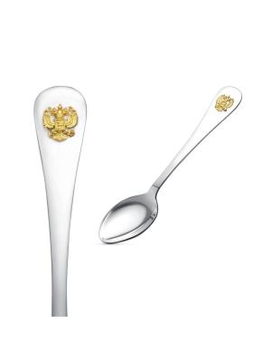 Ложка чайная "герб" серебро 925 пробы, покрытие - выборочное золочение, без вставок