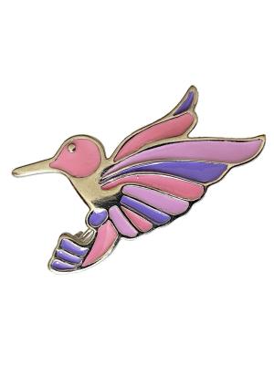 Брошь бижутерия, покрытие - платинирование, отделка - эмаль, без вставок