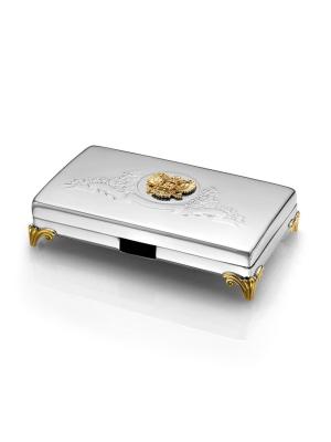 Визитница серебро 925 пробы, покрытие - золочение, отделка - эмаль, без вставок