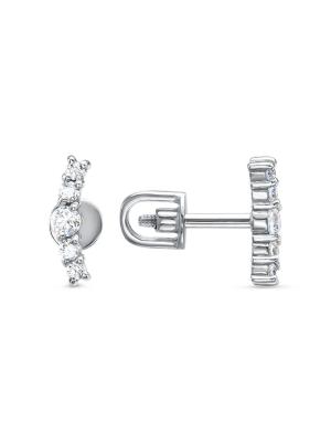 Серьги серебро 925 пробы, покрытие - родирование, вставка - фианит (недрагоценный камень)