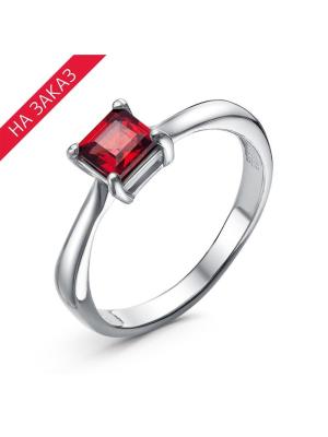 Кольцо серебро 925 пробы, покрытие - родирование, вставка - гранат (полудрагоценный камень)