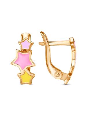 Серьги бижутерия, покрытие - золочение, отделка - эмаль, без вставок