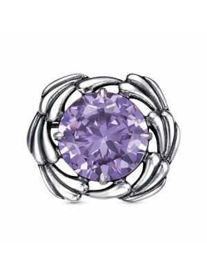 Брошь серебро 925 пробы, покрытие - оксидирование, вставка - фианит (недрагоценный камень)