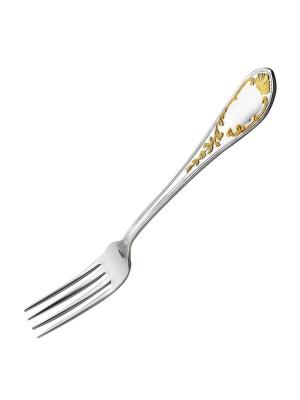 Вилка столовая "весна" серебро 925 пробы, покрытие - выборочное золочение, без вставок