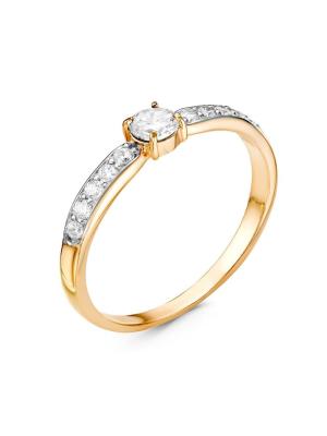 Кольцо серебро 925 пробы, покрытие - золочение, выборочное родирование, вставка - фианит (недрагоценный камень)