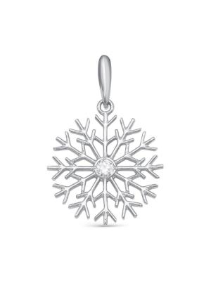 Подвеска серебро 925 пробы, покрытие - родирование, вставка - фианит (недрагоценный камень)