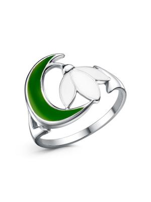 Кольцо серебро 925 пробы, покрытие - родирование, отделка - эмаль, без вставок