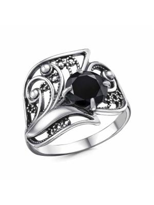 Кольцо бижутерия, покрытие - серебрение с оксидированием, вставка - фианит (недрагоценный камень)