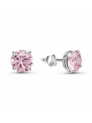 Серьги бижутерия, покрытие - серебрение, вставка - фианит (недрагоценный камень)